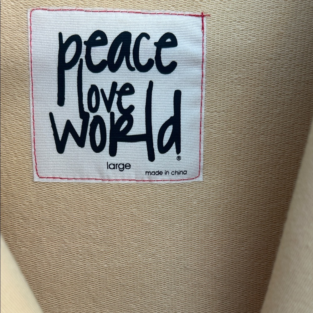 Peace Love World Beige Long Sleeve Jacket/duster